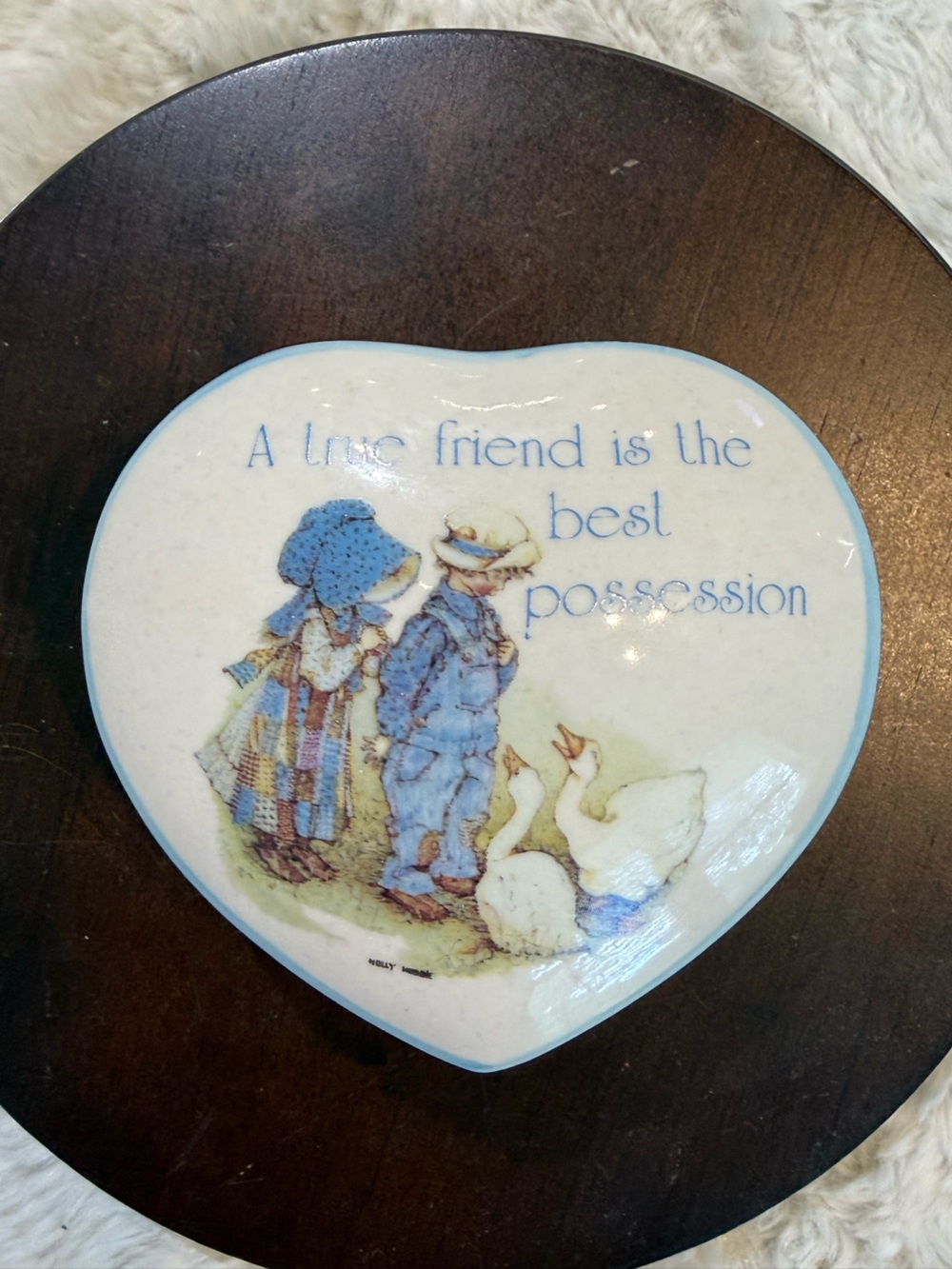 1978 Holly Hobbie heart-shaped stoneware trinket box